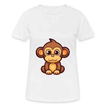 Affe Niedliche Karikatur Kawaii Aquarell Tier Haustier - Frauen T-Shirt atmungsaktiv - Weiß - Vorne - AI Model Female 172 dark (172cm)