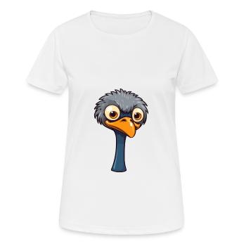 Ostrich Cute Cartoon Kawaii Watercolor Animal Pet - Women's Breathable T-Shirt - white - Front - AI Model Female 172 dark (172cm)