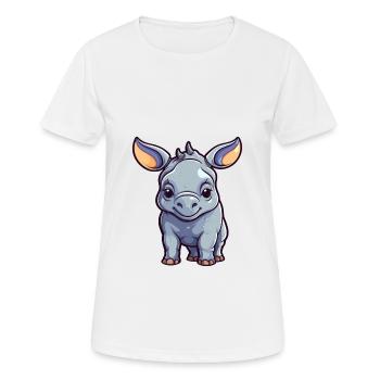 Nashorn niedliche Karikatur Kawaii Aquarell Tier Haustier - Frauen T-Shirt atmungsaktiv - Weiß - Vorne - AI Model Female 172 dark (172cm)