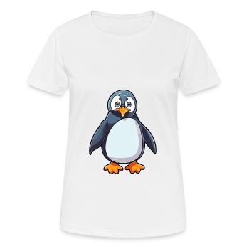 Pinguin Niedliche Karikatur Kawaii Aquarell Tier Haustier - Frauen T-Shirt atmungsaktiv - Weiß - Vorne - AI Model Female 172 dark (172cm)