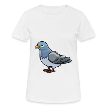 Pigeon Mignon Dessin Animé Kawaii Aquarelle Animal De Compagnie - T-shirt respirant Femme - blanc - Devant - AI Model Female 172 dark (172cm)