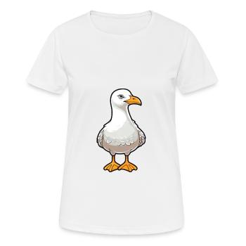 Seagull Cute Cartoon Kawaii Watercolor Animal Pet - Women's Breathable T-Shirt - white - Front - AI Model Female 172 dark (172cm)