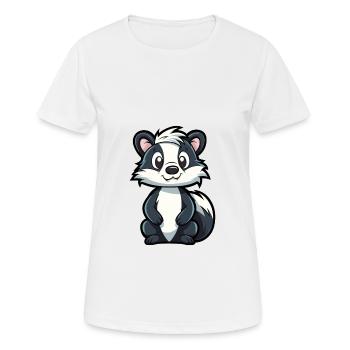 Skunk Mignon Dessin Animé Kawaii Aquarelle Animal De Compagnie - T-shirt respirant Femme - blanc - Devant - AI Model Female 172 dark (172cm)
