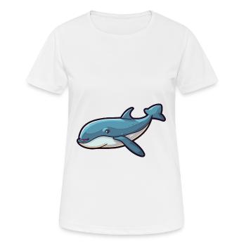 Wal Niedliche Karikatur Kawaii Aquarell Tier Haustier - Frauen T-Shirt atmungsaktiv - Weiß - Vorne - AI Model Female 172 dark (172cm)