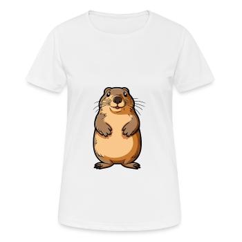 Gopher Cute Cartoon Kawaii Watercolor Animal Pet - Women's Breathable T-Shirt - white - Front - AI Model Female 172 dark (172cm)