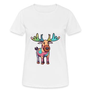 Moose Cute Cartoon Kawaii Watercolor Animal Pet - Women's Breathable T-Shirt - white - Front - AI Model Female 172 dark (172cm)