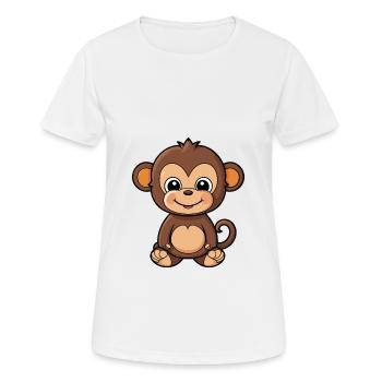 Affe Niedliche Karikatur Kawaii Aquarell Tier Haustier - Frauen T-Shirt atmungsaktiv - Weiß - Vorne - AI Model Female 172 dark (172cm)