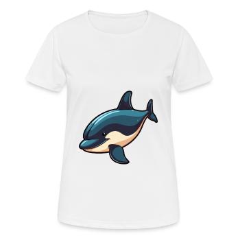 Orca Cute Cartoon Kawaii Watercolor Animal Pet - Women's Breathable T-Shirt - white - Front - AI Model Female 172 dark (172cm)