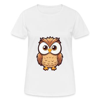 Hibou mignon dessin animé kawaii aquarelle animal de compagnie - T-shirt respirant Femme - blanc - Devant - AI Model Female 172 dark (172cm)