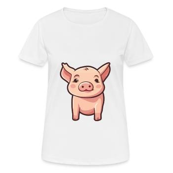 Cochon Mignon Dessin Animé Kawaii Aquarelle Animal De Compagnie - T-shirt respirant Femme - blanc - Devant - AI Model Female 172 dark (172cm)