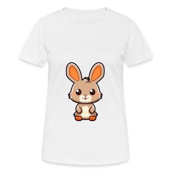 Rabbit Cute Cartoon Kawaii Watercolor Animal Pet - Women's Breathable T-Shirt - white - Front - AI Model Female 172 dark (172cm)