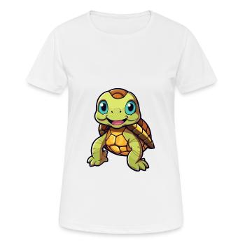 Turtle Cute Cartoon Kawaii Watercolor Animal Pet - Women's Breathable T-Shirt - white - Front - AI Model Female 172 dark (172cm)