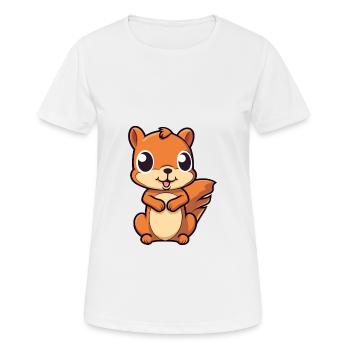 Squirrel Cute Cartoon Kawaii Watercolor Animal Pet - Women's Breathable T-Shirt - white - Front - AI Model Female 172 dark (172cm)