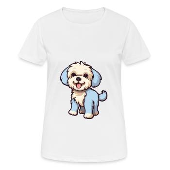Hund niedliche Karikatur Kawaii Aquarell Tier Haustier - Frauen T-Shirt atmungsaktiv - Weiß - Vorne - AI Model Female 172 dark (172cm)