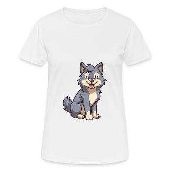 Wolf Cute Cartoon Kawaii Watercolor Animal Pet - Women's Breathable T-Shirt - white - Front - AI Model Female 172 dark (172cm)
