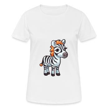 Zebra Cute Cartoon Kawaii Watercolor Animal Pet - Women's Breathable T-Shirt - white - Front - AI Model Female 172 dark (172cm)