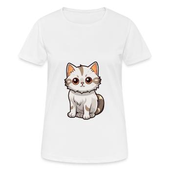 Katze niedliche Karikatur Kawaii Aquarell Tier Haustier - Frauen T-Shirt atmungsaktiv - Weiß - Vorne - AI Model Female 172 dark (172cm)