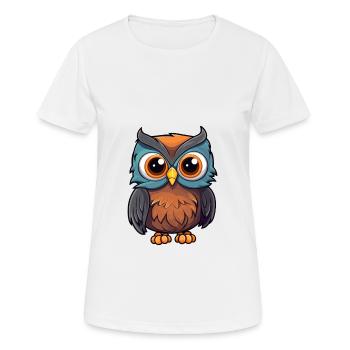 Hibou mignon dessin animé kawaii aquarelle animal de compagnie - T-shirt respirant Femme - blanc - Devant - AI Model Female 172 dark (172cm)