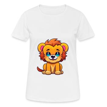 Lion Cute Cartoon Kawaii Watercolor Animal Pet - Women's Breathable T-Shirt - white - Front - AI Model Female 172 dark (172cm)