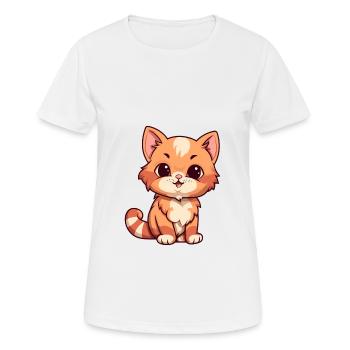 Chaton mignon dessin animé kawaii aquarelle Animal de compagnie - T-shirt respirant Femme - blanc - Devant - AI Model Female 172 dark (172cm)