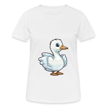 Oie mignon dessin animé kawaii aquarelle animal animal de compagnie - T-shirt respirant Femme - blanc - Devant - AI Model Female 172 dark (172cm)