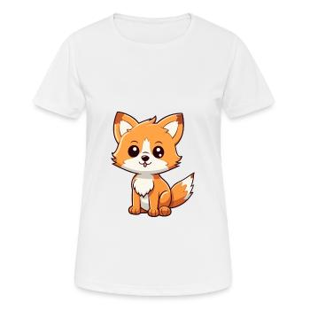 Fox Cute Cartoon Kawaii Watercolor Animal Pet - Women's Breathable T-Shirt - white - Front - AI Model Female 172 dark (172cm)