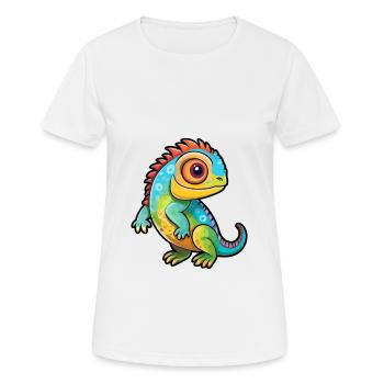 Iguana Cute Cartoon Kawaii Watercolor Animal Pet - Women's Breathable T-Shirt - white - Front - AI Model Female 172 dark (172cm)