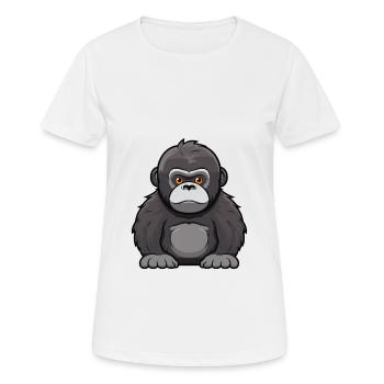 Gorilla Cute Cartoon Kawaii Watercolor Animal Pet - Women's Breathable T-Shirt - white - Front - AI Model Female 172 dark (172cm)