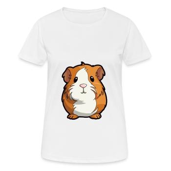 Cochon d’Inde mignon dessin animé kawaii aquarelle Animal P - T-shirt respirant Femme - blanc - Devant - AI Model Female 172 dark (172cm)