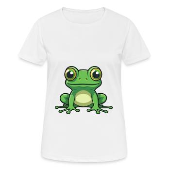 Grenouille Mignon Dessin Animé Kawaii Aquarelle Animal De Compagnie - T-shirt respirant Femme - blanc - Devant - AI Model Female 172 dark (172cm)