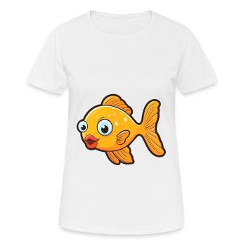 Fish Cute Cartoon Kawaii Watercolor Animal Pet - Women's Breathable T-Shirt - white - Front - AI Model Female 172 dark (172cm)
