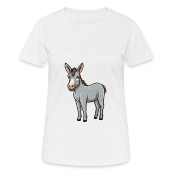 Esel niedliche Karikatur Kawaii Aquarell Tier Haustier - Frauen T-Shirt atmungsaktiv - Weiß - Vorne - AI Model Female 172 dark (172cm)