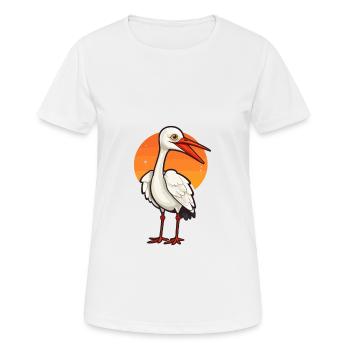 Crane Cute Cartoon Kawaii Watercolor Animal Pet - Women's Breathable T-Shirt - white - Front - AI Model Female 172 dark (172cm)