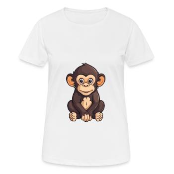 Chimpanzé Mignon Dessin Animé Kawaii Aquarelle Animal P - T-shirt respirant Femme - blanc - Devant - AI Model Female 172 dark (172cm)