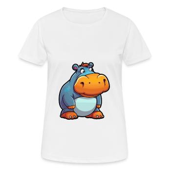 Hippo Cute Cartoon Kawaii Watercolor Animal Pet - Women's Breathable T-Shirt - white - Front - AI Model Female 172 dark (172cm)