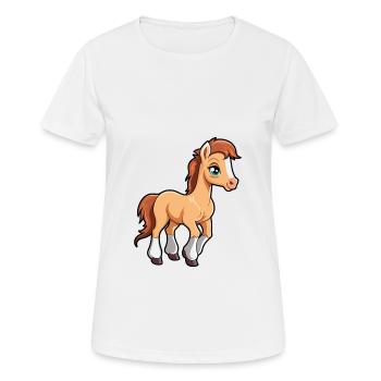 Pferd niedliche Karikatur Kawaii Aquarell Tier Haustier - Frauen T-Shirt atmungsaktiv - Weiß - Vorne - AI Model Female 172 dark (172cm)