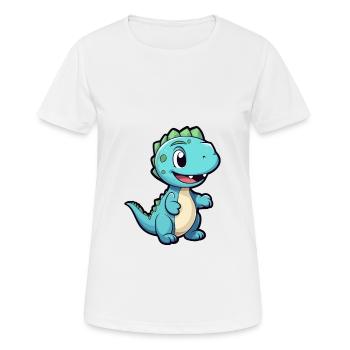Dinosaure Mignon Dessin Animé Kawaii Aquarelle Animal Animal De Compagnie - T-shirt respirant Femme - blanc - Devant - AI Model Female 172 dark (172cm)