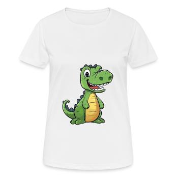 Krokodil Niedliche Karikatur Kawaii Aquarell Tier P - Frauen T-Shirt atmungsaktiv - Weiß - Vorne - AI Model Female 172 dark (172cm)