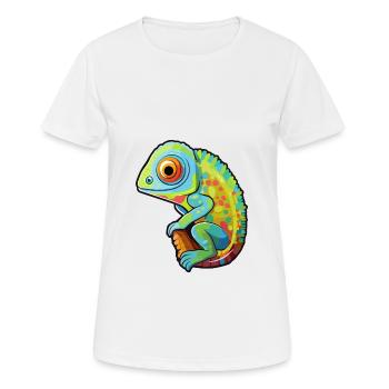Chameleon Cute Cartoon Kawaii Watercolor Animal Pe - Women's Breathable T-Shirt - white - Front - AI Model Female 172 dark (172cm)