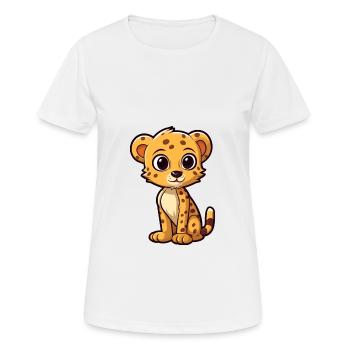 Gepard Niedliche Karikatur Kawaii Aquarell Tier Haustier - Frauen T-Shirt atmungsaktiv - Weiß - Vorne - AI Model Female 172 dark (172cm)