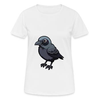 Corbeau mignon dessin animé kawaii aquarelle animal animal de compagnie - T-shirt respirant Femme - blanc - Devant - AI Model Female 172 dark (172cm)