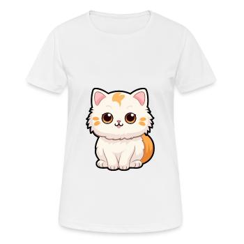 Katze niedliche Karikatur Kawaii Aquarell Tier Haustier - Frauen T-Shirt atmungsaktiv - Weiß - Vorne - AI Model Female 172 dark (172cm)