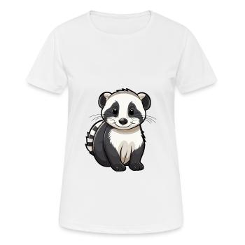 Blaireau Mignon Dessin Animé Kawaii Aquarelle Animal Animal De Compagnie - T-shirt respirant Femme - blanc - Devant - AI Model Female 172 dark (172cm)