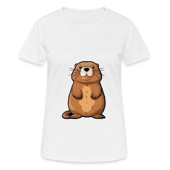 Beaver Cute Cartoon Kawaii Watercolor Animal Pet - Women's Breathable T-Shirt - white - Front - AI Model Female 172 dark (172cm)