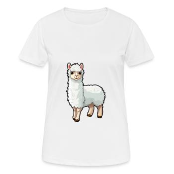 Alpaga mignon dessin animé kawaii aquarelle animal animal de compagnie - T-shirt respirant Femme - blanc - Devant - AI Model Female 172 dark (172cm)