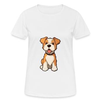 Draht Foxterrier Hund Niedliche Karikatur Kawaii Watercolo - Frauen T-Shirt atmungsaktiv - Weiß - Vorne - AI Model Female 172 dark (172cm)