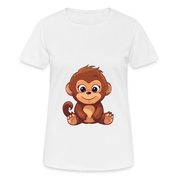 Orang-outan mignon dessin animé kawaii aquarelle Animal Pe - T-shirt respirant Femme - blanc - Devant - AI Model Female 172 dark (172cm)