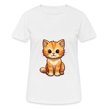Katze niedliche Karikatur Kawaii Aquarell Tier Haustier - Frauen T-Shirt atmungsaktiv - Weiß - Vorne - AI Model Female 172 dark (172cm)