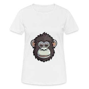Babouin Mignon Dessin Animé Kawaii Aquarelle Animal De Compagnie - T-shirt respirant Femme - blanc - Devant - AI Model Female 172 dark (172cm)
