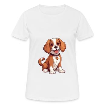Welsh Springer Épagneul Chien Mignon Dessin Animé Kawaii Wat - T-shirt respirant Femme - blanc - Devant - AI Model Female 172 dark (172cm)